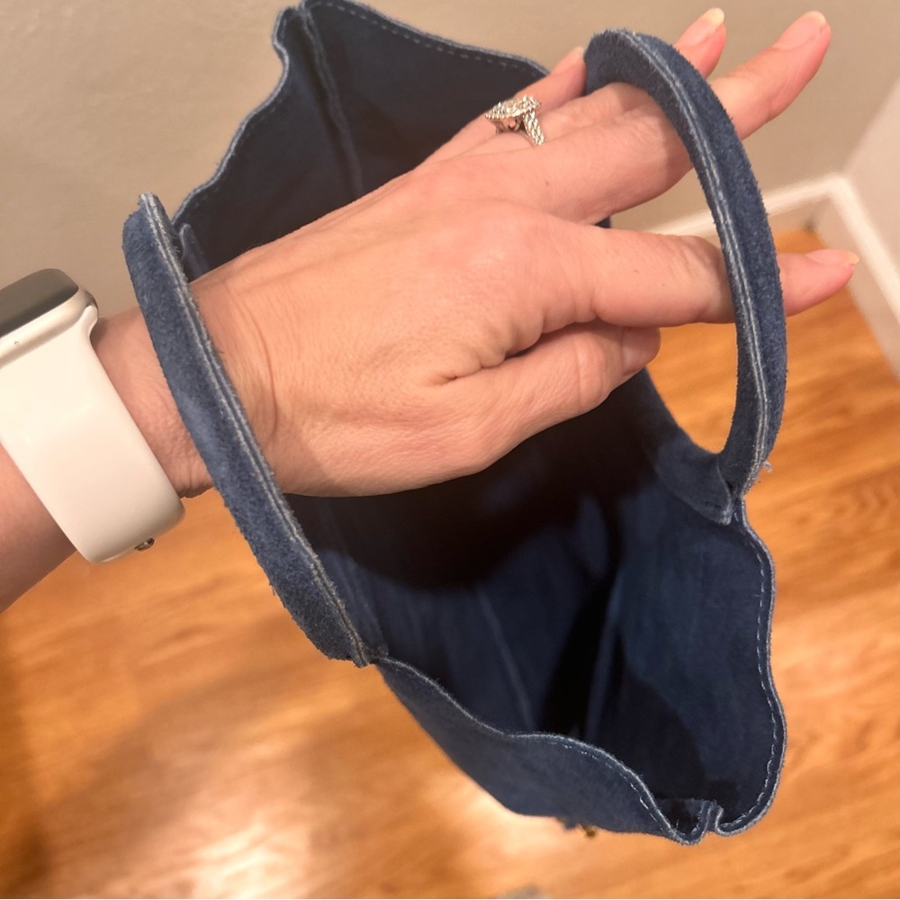 Oh My Bag main suede CHARLOTTE Blue denim real suede leather like new - Picture 7 of 10
